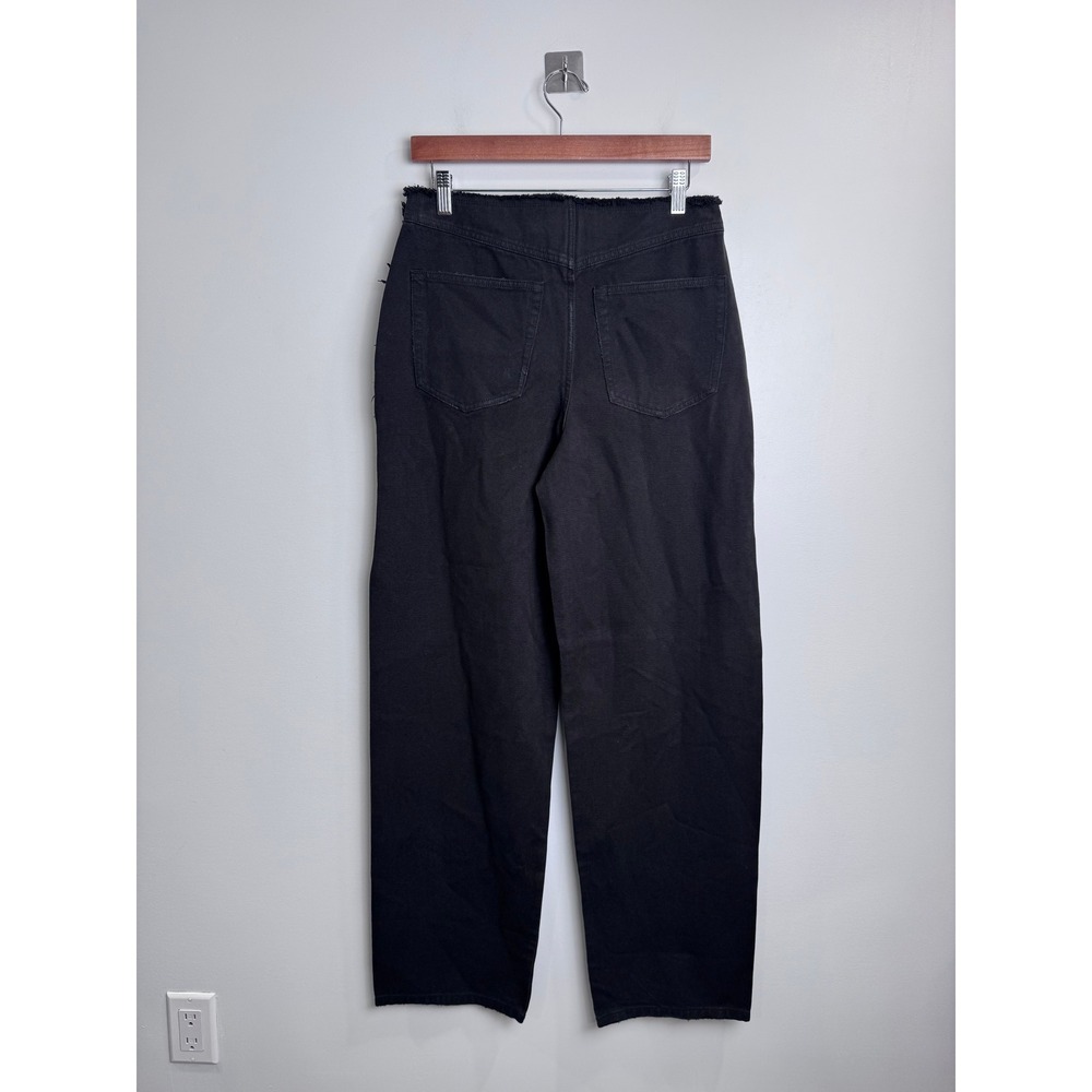 NWT Khy Women Black Raw Edge Canvas Pant Wide Leg High Rise XS - Picture 2 of 6